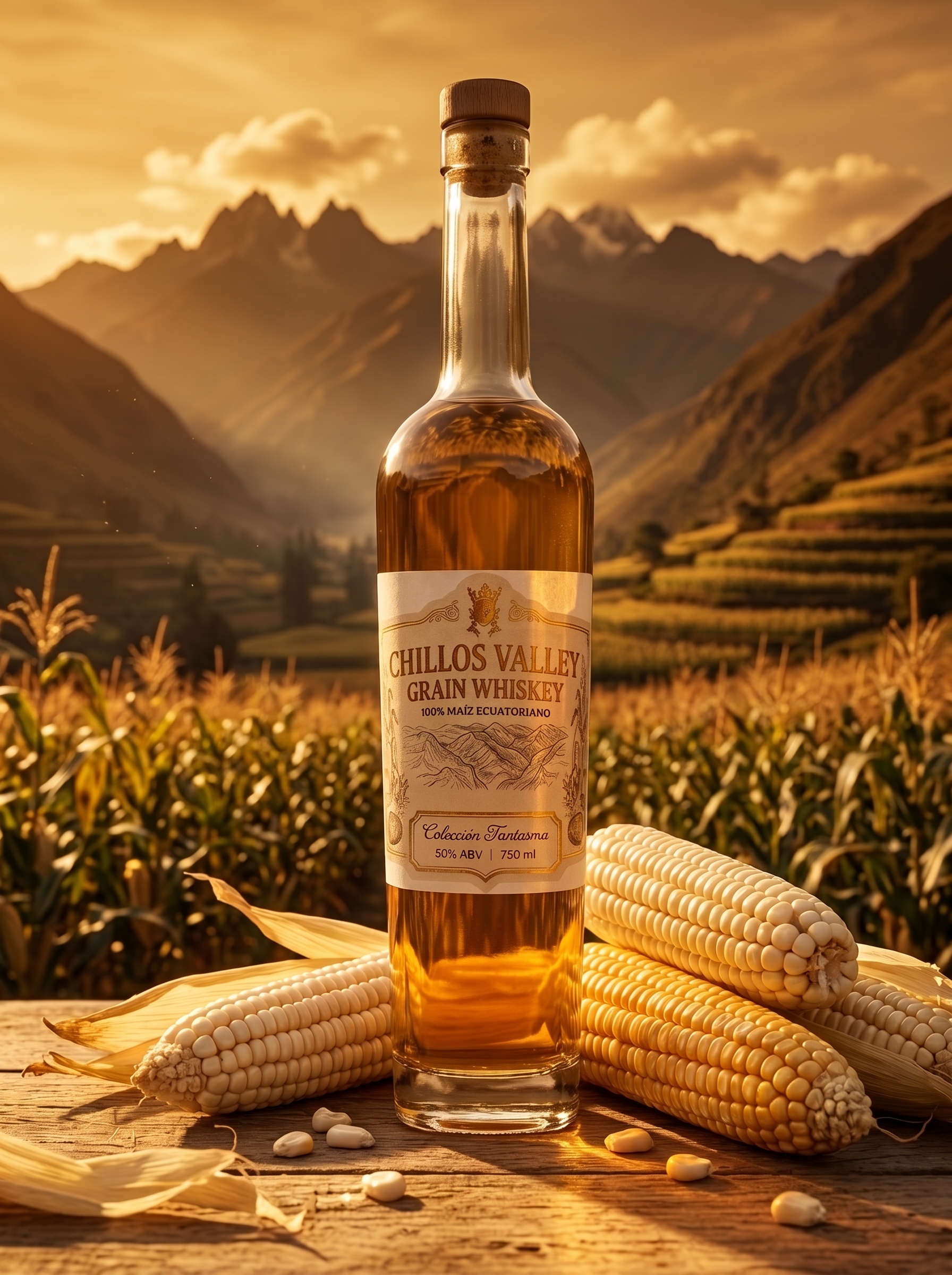 Vitrina de Whiskey Chillos Valley Grain - Licor artesanal de altura