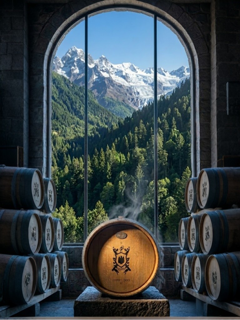 Barricas de roble añejando destilados de Estancos